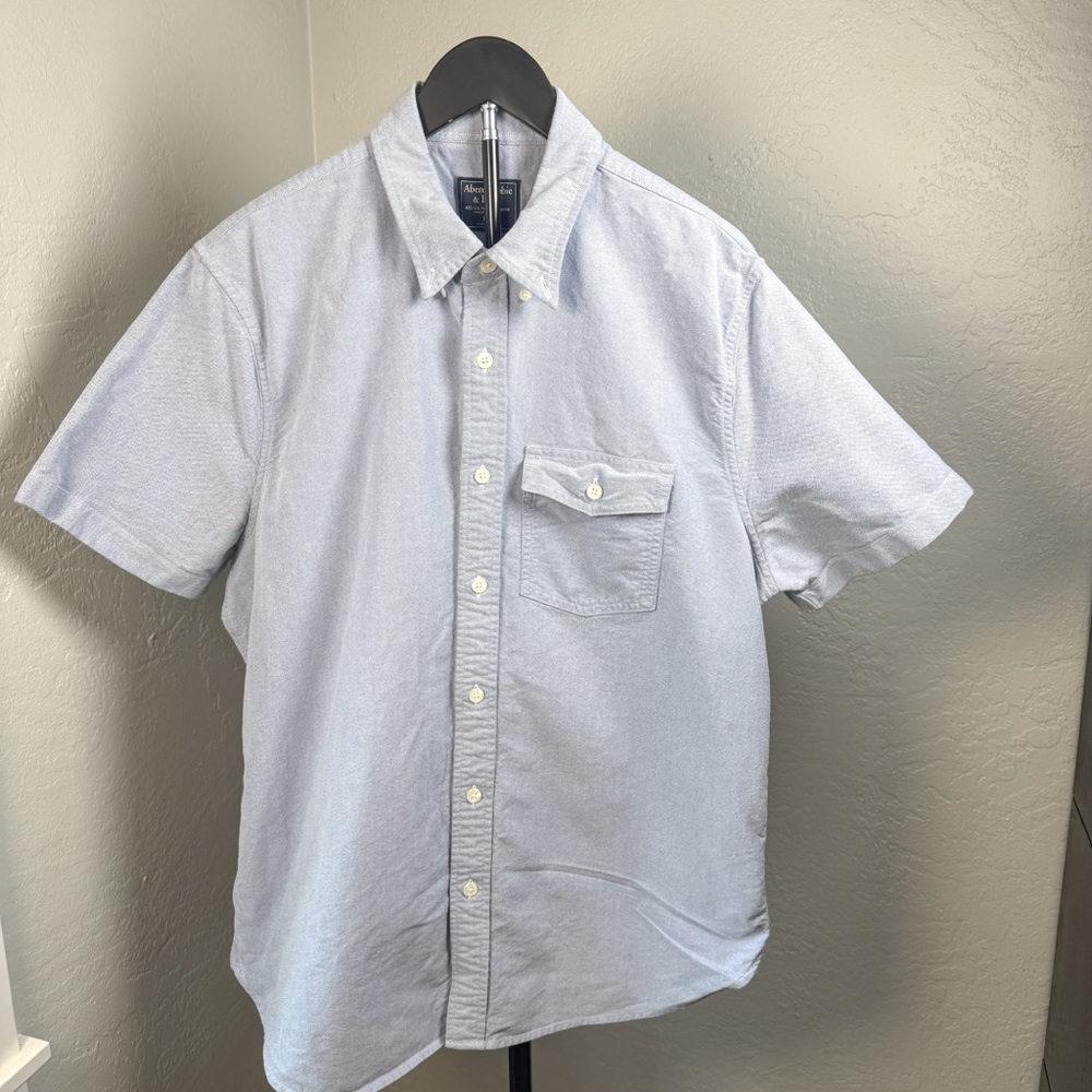 Abercrombie & Fitch Blue Chambray Denim Short Sleeve Button Down Shirt Size XXL